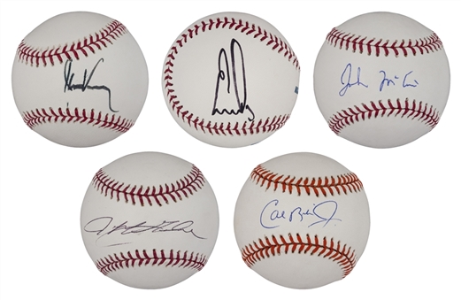 Collection of (5) Single Signed baseballs by Various Athletes and Politicians (PSA/DNA PreCert)